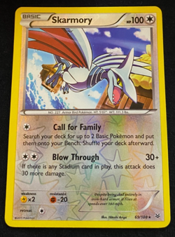 69/108 Skarmory Rare Reverse Holo: Pokemon Trading Card Game XY Roaring Skies LP - Image 1