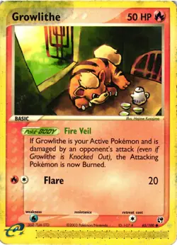 Pokemon TCG Growlithe 65/100 Sandstorm Common DMG - Image 1