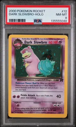 DARK SLOWBRO HOLO 12/82 - TEAM ROCKET POKEMON - FRESH SLAB PSA 8 NM - MINT - Image 1