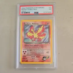 Pokemon TCG Rocket's Moltres 12/132 Gym Heroes Holo Rare - PSA 7 NM - Image 1