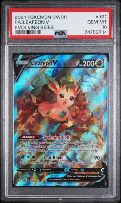 2021 POKEMON SWORD & SHIELD EVOLVING SKIES #167 FULL ART/LEAFEON V PSA 10 - Image 1