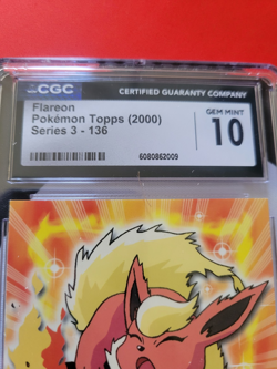 2000 Topps Pokemon TV Animation Edition Series 3 Non Holo #136 Flareon CGC 10 - Image 2