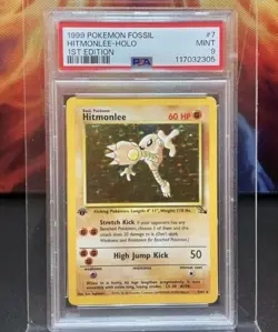 Pokemon TCG Hitmonlee Holo Rare Fossil Card #7/62, Mint Condition - Image 1