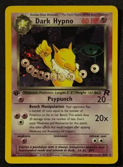 1st Edition Dark Hypno - Team Rocket - Holo - #9/82 - Vintage Pokemon Card - Image 1