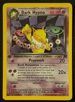 1st Edition Dark Hypno - Team Rocket - Holo - #9/82 - Vintage Pokemon Card - Image 2