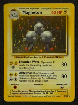 Unlimited Magneton - Base Set- Holo - #9/102 - Vintage Pokemon Card 1999 WOTC - Image 1