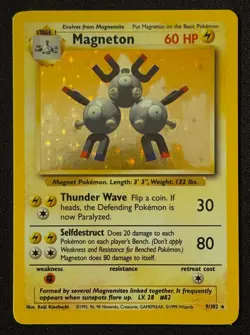 Unlimited Magneton - Base Set- Holo - #9/102 - Vintage Pokemon Card 1999 WOTC - Image 2