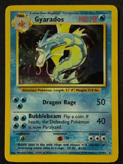 Unlimited Gyarados - Base Set- Holo - #6/102 - Vintage Pokemon Card 1999 WOTC - Image 1