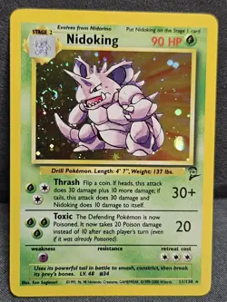 Nidoking 🌀SWIRL🌀 11/130 - Pokemon - Base Set 2 - Holo Rare - NM/LP - Image 1