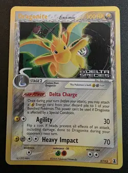 Pokemon TCG Dragonite 3/113 Reverse Holo Rare Delta Species Very Good LP - Image 1