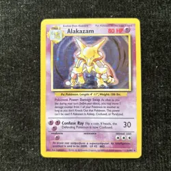 Pokemon TCG Alakazam Holo Rare Card 1/102 Base Set 1999 Unlimited - Image 1