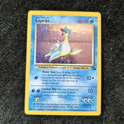 Pokemon TCG Lapras Fossil Holo Unlimited Rare Card 10/62 Vintage - Image 1