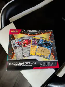 ** 12 PACKS + 4 FOIL CARDS** Pokemon Meddling Sparks Premium Collection SEALED - Image 1