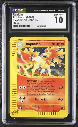 CGC 10 GEM MINT Rapidash 2002 Expedition 26/165 Holo Pokemon Card - Image 1