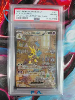 Pokemon Slab PSA 8 Alakazam EX 201 MEW 151 Special Illustration Rare SIR Card - Image 1