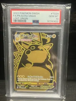 PSA 10 2022 Pokemon Lost Origin Pikachu VMax Gold TG29/TG30 Graded TCG Card. - Image 1