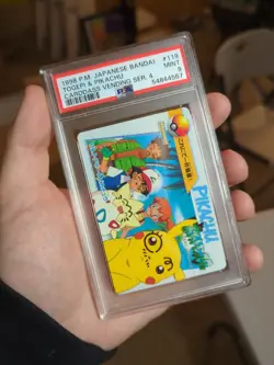 Pokemon Japanese Bandai Carddass Anime Collection #119 Togepi & Pikachu PSA 9 - Image 1