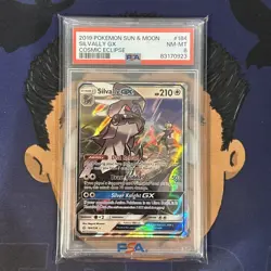 PSA 8 NEAR MINT 2019 Pokemon Cosmic Eclipse SILVALLY GX #184 Ultra Rare - Image 2