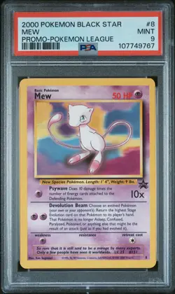 2000 POKEMON PROMO BLACK STAR POKEMON LEAGUE #8 MEW PSA 9 - Image 1