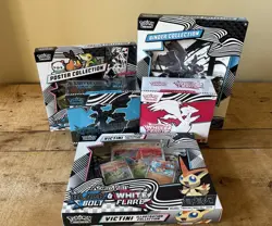 TCG Pokemon White Flare and Black Bolt Bundle-2 ETB/Poster/Binder/Victini Box - Image 1