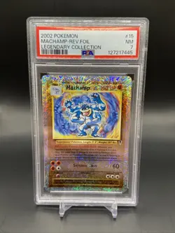 2002 POKEMON LEGENDARY COLLECTION #15 MACHAMP-REVERSE FOIL PSA 7 - Image 1
