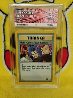 Pokemon Here Comes Team Rocket Set 2000 Holo 15/82 Ace Graded 3 Good - Image 2