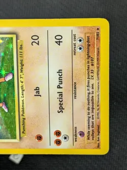 Hitmonchan 7/102 - Base Set Unlimited Holo Rare Pokemon TCG MP - Image 5
