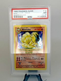 1999 POKEMON BASE SET SHADOWLESS NINETALES HOLO GRADED PSA-7 CARD # 12/102 - Image 3