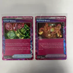 Pokemon TCG Twilight Masquerade Unfair Stamp 165 Survival Brace 164 - Image 1