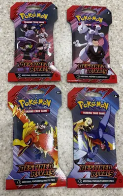 Destined Rivals Sleeved Booster Packs FULL PACK ART SET Pokemon SEALED Set Of 4 - Image 1