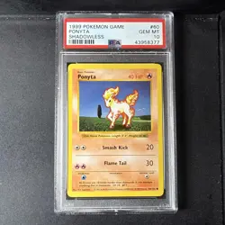 1999 Pokemon Shadowless Ponyta #60 PSA Gem Mint 10 - Image 1