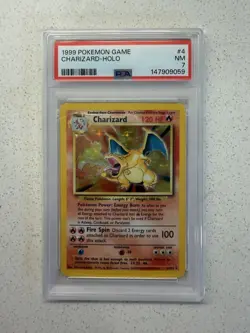1999 POKEMON BASE SET UNLIMITED #4 CHARIZARD-HOLO GRADED PSA 7 - Image 1