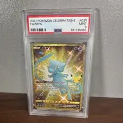 2021 Pokemon Celebrations Full Art Mew #025 PSA 9 Mint Holo Gold - Image 1