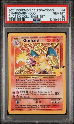 2021 Pokemon Celebrations Classic Coll Base Set #4 Charizard Holo PSA 10 - Image 1