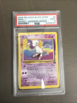 2000 Pokemon League Black Star Promo Mew #8 PSA 9 Mint Graded Slab - Image 1