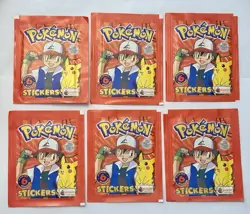 Lot of (6) 1999 Topps Merlin Pokemon Stickers Series 1 Sealed Booster Packs - Image 1