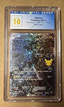 CGC Pristine 10 2021 Pokemon TCG ZEKROM Celebrations Classic Collection 114/114 - Image 1