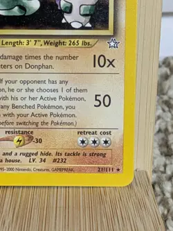 Donphan 2/111 1st Edition Neo Genesis Pokemon Card 2000 Vintage First Edition - Image 3