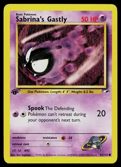 Pokemon Card - Sabrina's Gastly Gym Heroes 93/132 Common 1st Edition - Image 1