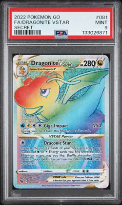 2022 POKEMON GO SECRET #081 FULL ART/DRAGONITE VSTAR PSA 9 - Image 1