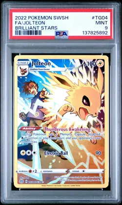 2022 POKEMON SWORD & SHIELD BRILLIANT STARS #TG04 FULL ART/JOLTEON PSA 9 - Image 1