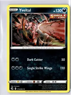 Yveltal 175/264 Fusion Strike Rare Regular LP Pokemon Card Single Strike - Image 1