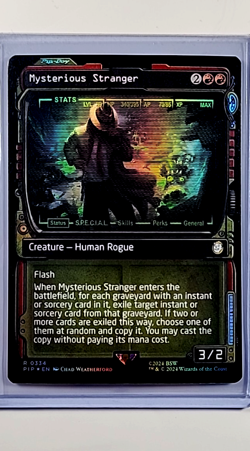 2024 MTG Magic the Gathering Fallout Showcase Foil #334 Mysterious Stranger - Image 1