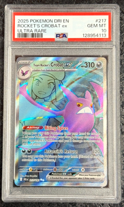 2025 POKEMON DESTINED RIVALS EN ROCKET'S CROBAT ULTRA RARE #217 GEM MT 💎 PSA 10 - Image 1