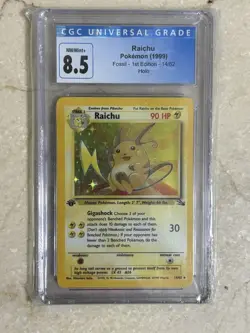 Pokemon - Raichu 1st Edition 14/62 - Holo - WOTC - Fossil - CGC 8.5 - Image 1