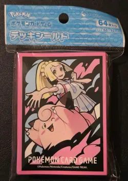 NEW OFFICIAL POKEMON CENTER JAPANESE LILLIE & CLEFAIRY PINK DECK SLEEVES 64 CT - Image 1