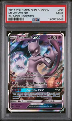 2017 POKEMON SUN & MOON SHINING LEGENDS #39 MEWTWO GX PSA 9 - Image 1