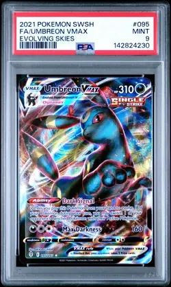 2021 POKEMON SWORD & SHIELD EVOLVING SKIES #095 FULL ART/UMBREON VMAX PSA 9 - Image 1