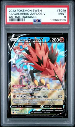 2022 POKEMON SWORD & SHIELD ASTRAL RADIANCE FULL ART/GALARIAN ZAPDOS V PSA 9 - Image 1