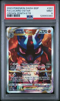 2023 POKEMON SWSH BLACK STAR PROMO #291 FULL ART/LUCARIO VSTAR PSA 9 - Image 1